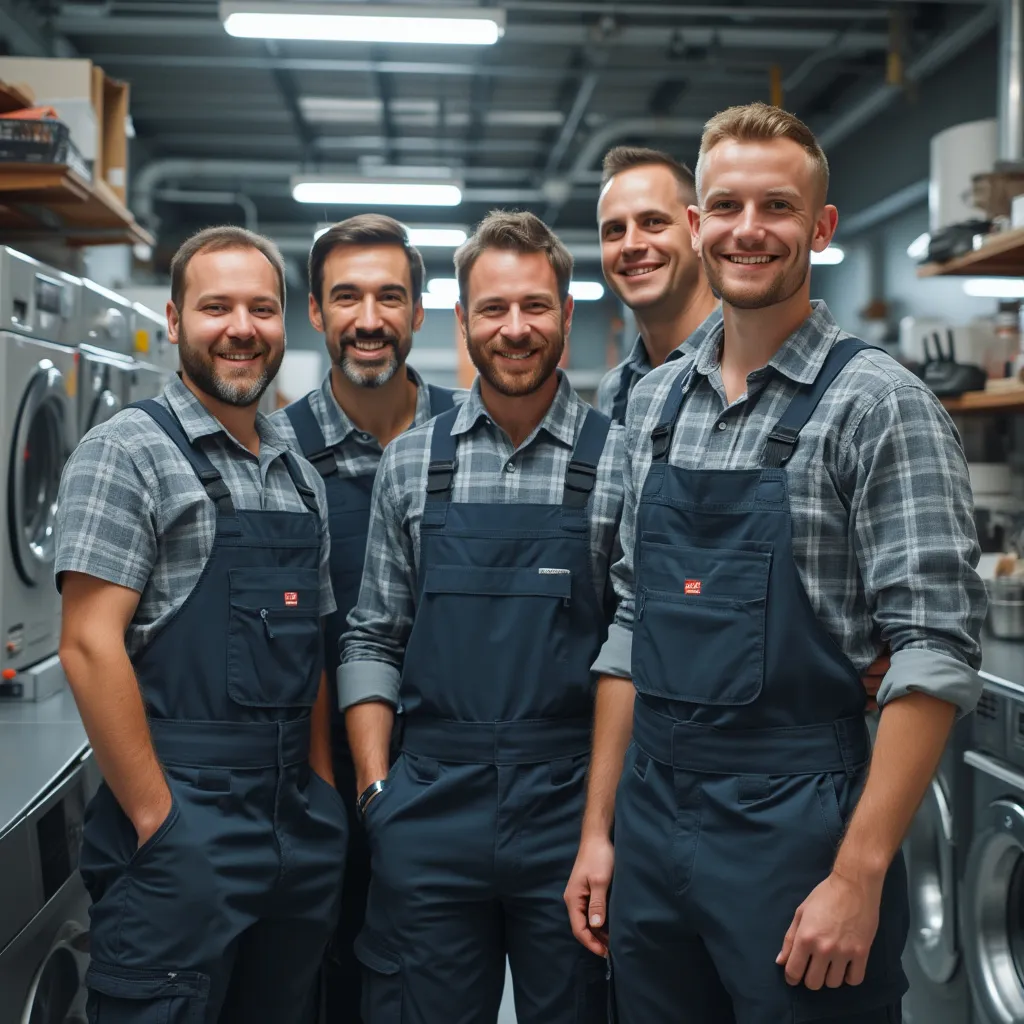 Equipe técnica de reparação de frigoríficos